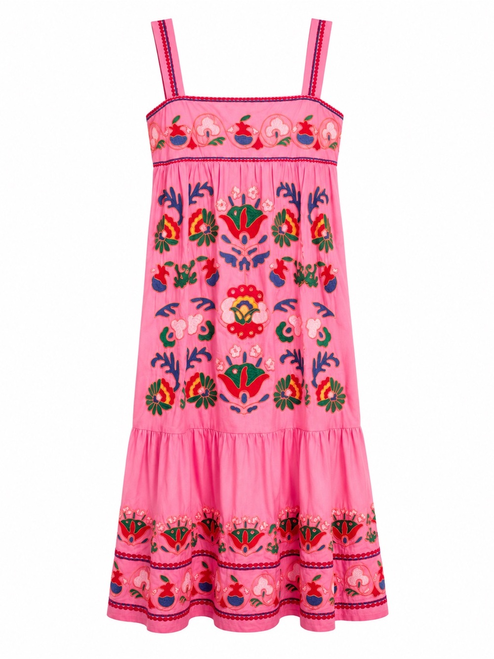 Embroidered 100% cotton Pink Sundress with Floral Motif - Picture 11 of 11